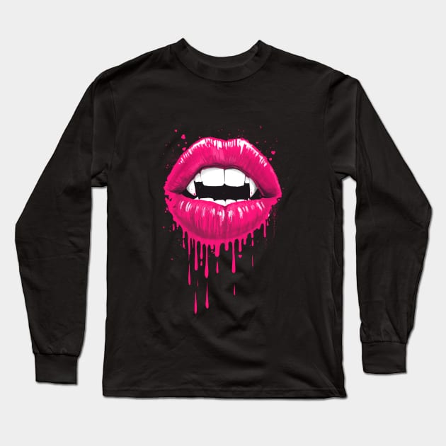 Vampire lips Long Sleeve T-Shirt by NikKor